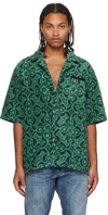 MARINE SERRE GREEN & NAVY BOWLING SHIRT