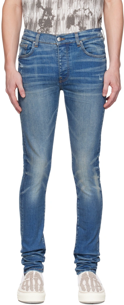 Amiri Blue Stack Jeans In River Indigo