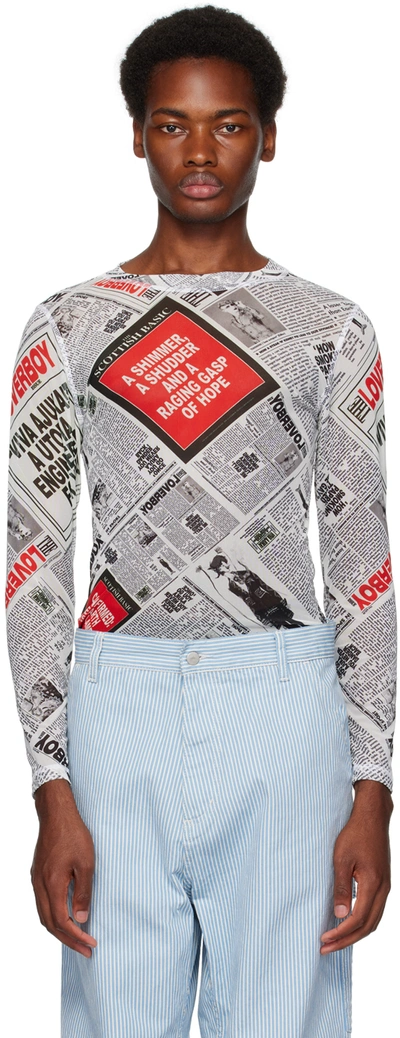 Charles Jeffrey Loverboy Off-white Graphic Long Sleeve T-shirt In Rgbnws Rgb Newspaper