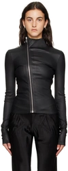 Rick Owens Zip-up Leather Jacket In Nero