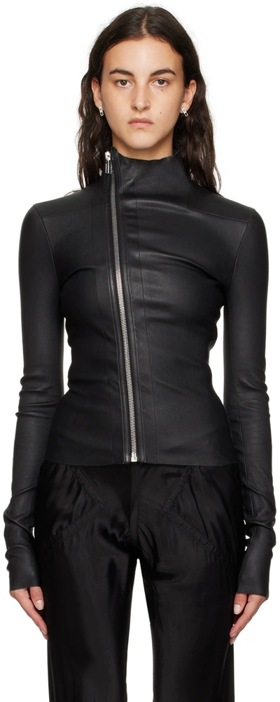 Rick Owens Zip-up Leather Jacket In Black