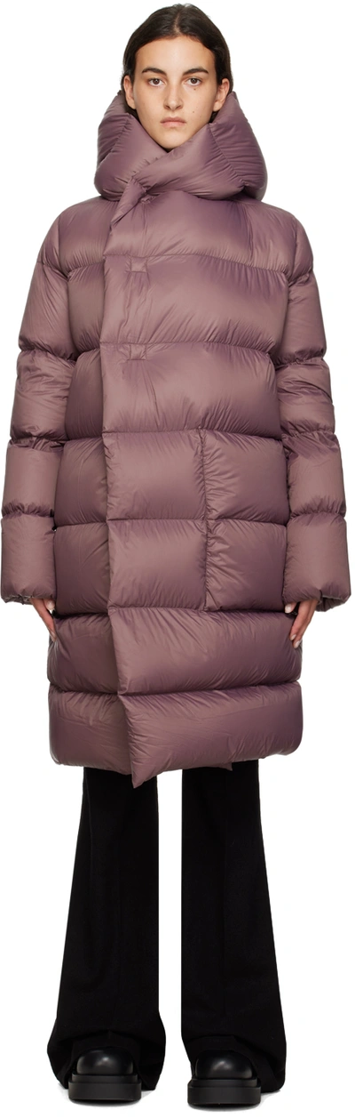 Rick Owens Purple Hooded Liner Down Coat In Multi-colored