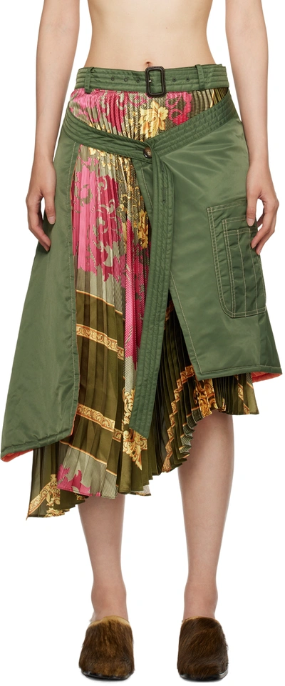 ANDERSSON BELL KHAKI MA-1 SCARF MIDI SKIRT