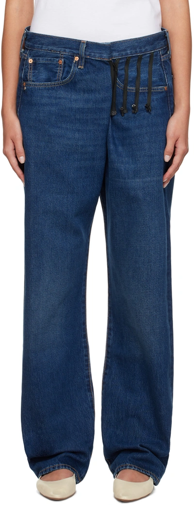 Bless Blue Smlxl Readymade Jeans In Dark Blue