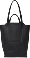 RICK OWENS BLACK MEDIUM LEATHER SHOPPER TOTE