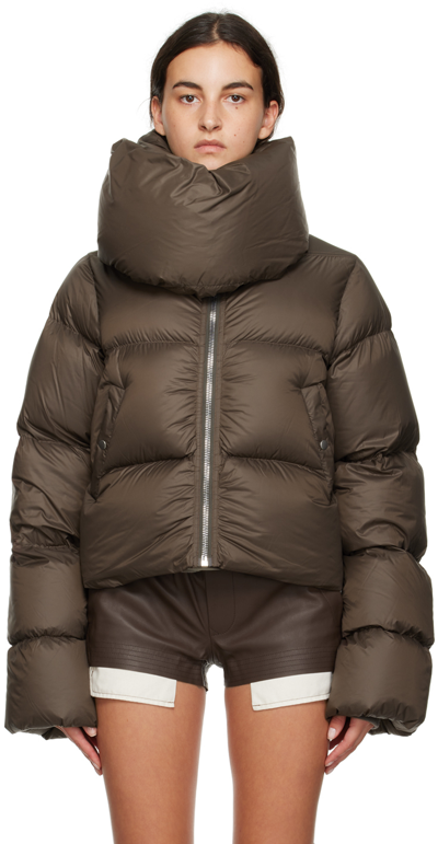 Rick Owens Funnel-neck Padded Down Jacket In Brown