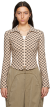 Misbhv Monogram-print Zip-up Top In Beige