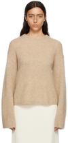 By Malene Birger Cierra Wool-blend Crew Neck Sweater In Beige In 18t Twill Beige