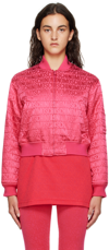 Moschino Fuchsia Cotton Blend Logo Print Casual Jacket In A1217 Fp Fucsia