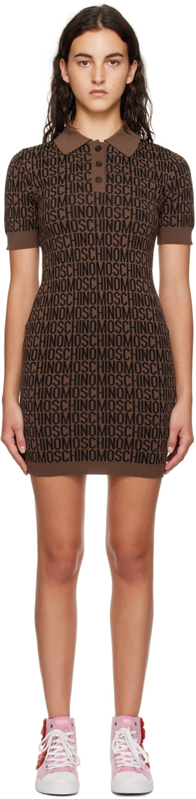 Moschino Brown All Over Minidress In A1103 Fp Brown