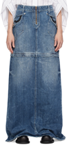 MARTINE ROSE BLUE ZIP OFF DENIM MAXI SKIRT