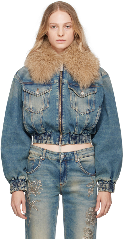 Blumarine Blue Zip Denim Jacket