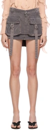 BLUMARINE GRAY LOW-RISE MINISKIRT