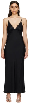 Bec & Bridge Kimberly Cap Sleeve Satin Maxi Dress In Black/black