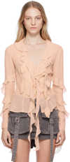 Blumarine Pink Ruffled Blouse In N0817 Amberlight