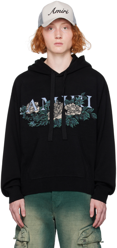 Amiri Men's Embroidered Floral Logo Hoodie In Schwarz