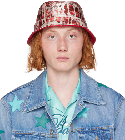 Amiri Logo-embroidered Reversible Bucket Hat In Red
