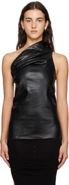 Rick Owens Athena Leather Tank Top In 09 Black