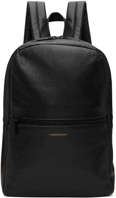 Common Projects Black Textured Simple Backpack In 7001 Black Textured