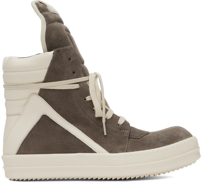 Rick Owens Gray Geobasket Sneakers In 3411 Dust/milk/milk