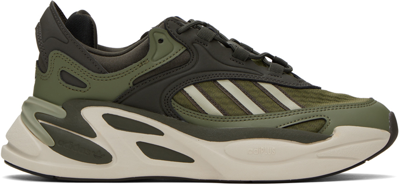 Adidas Originals Black & Green Ozmorph Trainers In Silver Pebble/shadow Olive/focus Olive