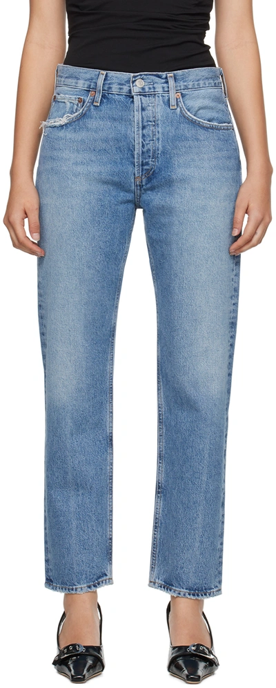 Agolde Blue Parker Long Jeans In Invention