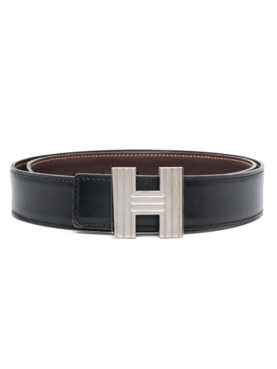 Pre-owned Hermes 2000  Cadena H Reversible Belt In Black