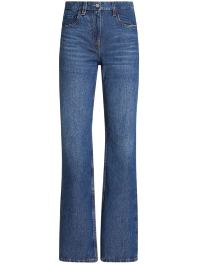 Etro Denim Jeans With Embroidered Patch In Navy Blue