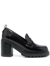 Sergio Rossi Joan 80mm Penny-slot Leather Loafers In Red