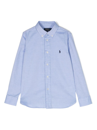 Ralph Lauren Kids' Polo Pony-motif Cotton Shirt In Blue