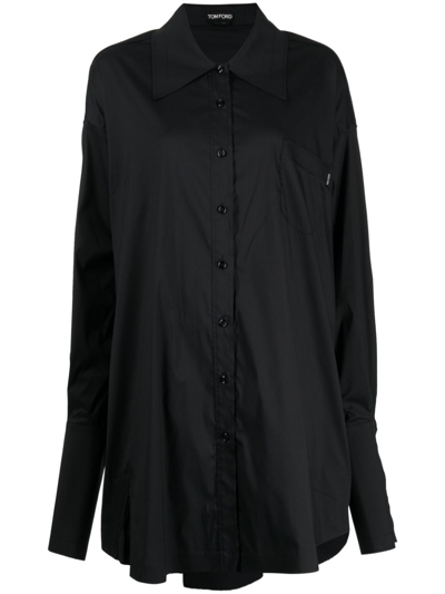Tom Ford Long-sleeve Shirt Dress In Black