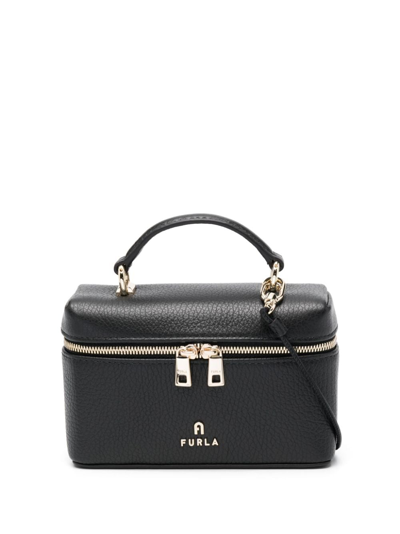 Furla Camelia Leather Mini Bag In Black