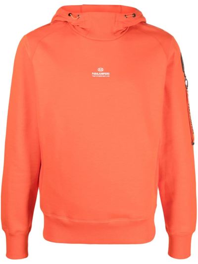 Parajumpers Logo-print Cotton-blend Hoodie In Orange