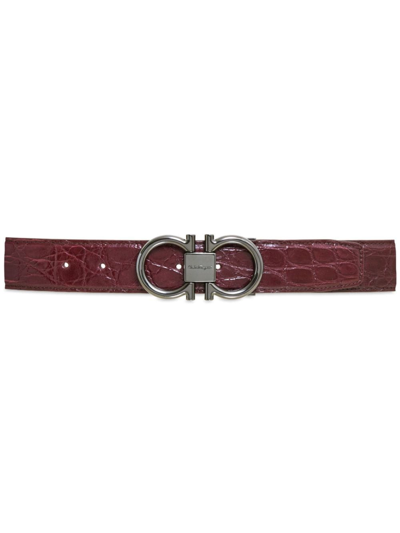 Ferragamo Gancini Adjustable Leather Belt In Brown