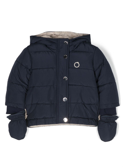 Trussardi Junior Babies' Logo-print Padded Hooded Jacket In Blue