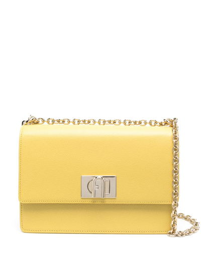 Furla Logo-buckle Shoulder Bag In Yellow