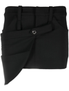 Coperni Wrap-effect Layered Recycled Woven Mini Skirt In Black