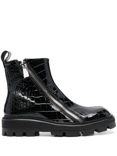 Gmbh Selim Mock-croc Ankle Boots In Black Black