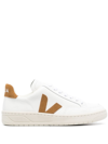Veja V-12 Leather And Suede Sneakers In White
