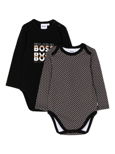Bosswear Babies' Logo-print Romper Set In Black