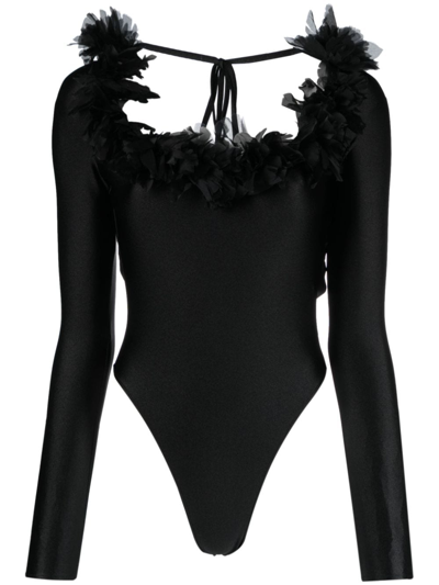 Giuseppe Di Morabito Feather-trim Open-back Body In Black