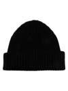 Moorer Logo-tag Knitted Cashmere Beanie In Black