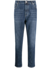 Brunello Cucinelli Light Blue Straight Leg Denim Jeans With Rolled Hem In Black