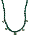 SYDNEY EVAN 14KT YELLOW GOLD MALACHITE AND DIAMOND BEADED NECKLACE