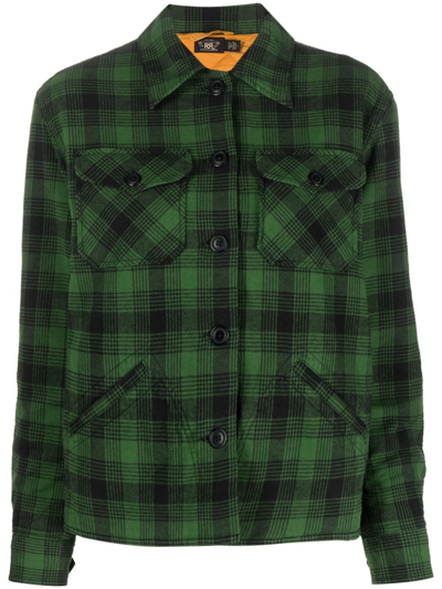 Ralph Lauren Rrl Check-pattern Shirt Jacket In Green