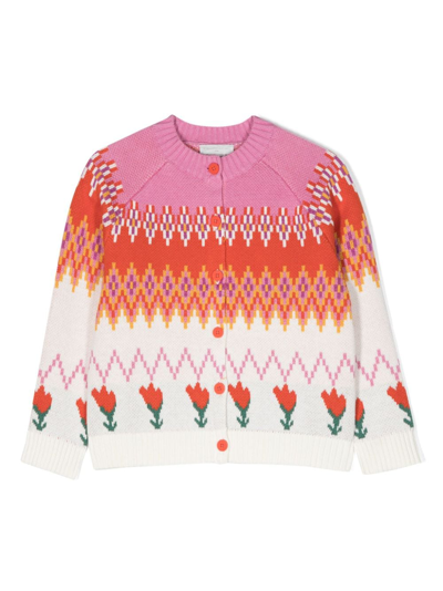 Stella Mccartney Kids' Tulip Fair Isle Cardigan In Orange