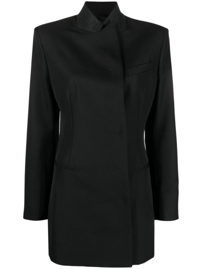 Armarium No-lapels Virgin Wool Blazer In Black  