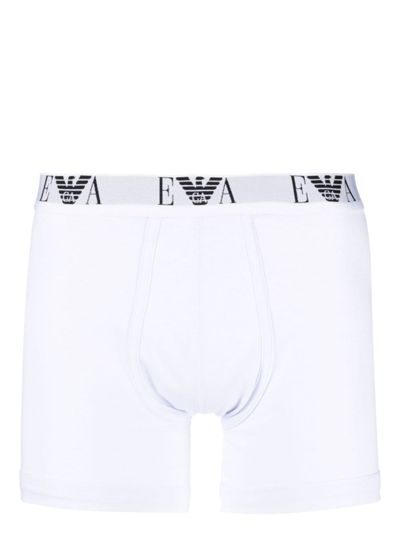 Emporio Armani Logo-waist Cotton Boxer Briefs In White