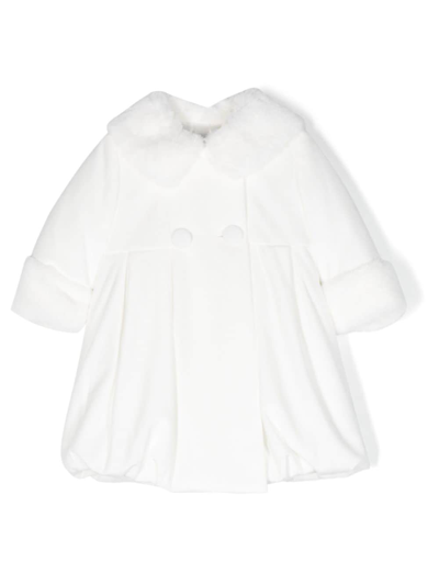 Colorichiari Babies' Bow-detail Double-breasted Coat In White