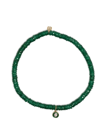 Sydney Evan 14kt Yellow Gold Aventurine Beaded Bracelet In Green